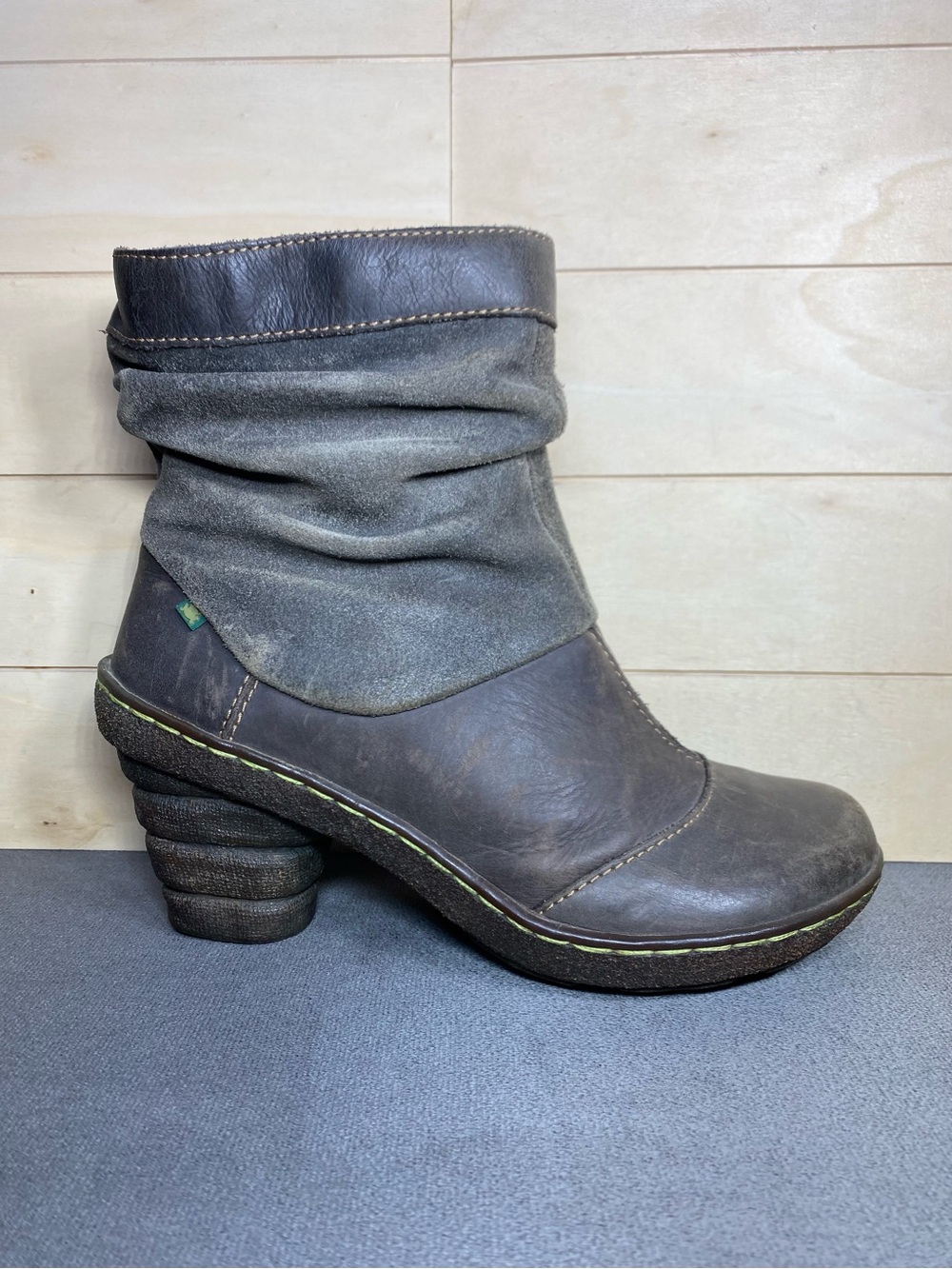 El Naturalista Crush Boots Brown Leather Women's Size 7 Shoes EU37 Zip Ankle